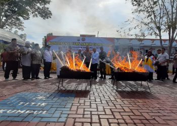 Polres Aceh Barat Musnahkan Barang Bukti Hasil Sitaan tahun 2022