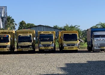 Persiapan Distribusi Surat Suara,Puluhan Truck Bersiap di Gudang Logistik KIP