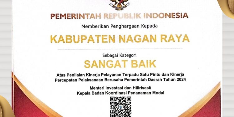 Pemkab Nagan Raya Raih Penghargaan Kategori Sangat Baik dari Kementerian Investasi