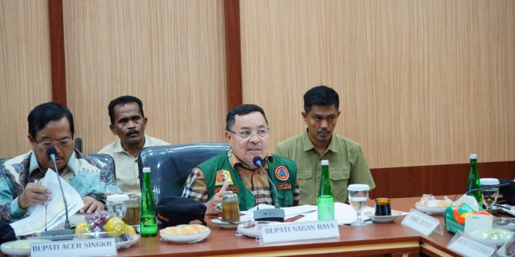 Rakor Bersama BNPB, Bupati TRK Minta Percepatan Huntara dan Jembatan Gantung