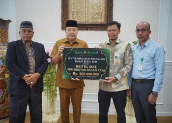 Bank Aceh Syariah Serahkan Dividen Rp1,63 Miliar dan Dana Zakat Rp400 Juta kepada Pemkab Nagan Raya
