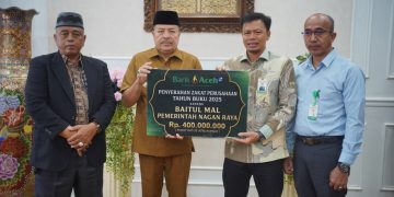 Bank Aceh Syariah Serahkan Dividen Rp1,63 Miliar dan Dana Zakat Rp400 Juta kepada Pemkab Nagan Raya